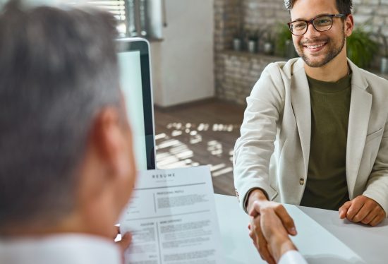 a person starting an interview along with the DeliveryDart logo