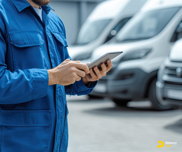 Vehicle Fleet Maintenance Management software along with DeliveryDart logo